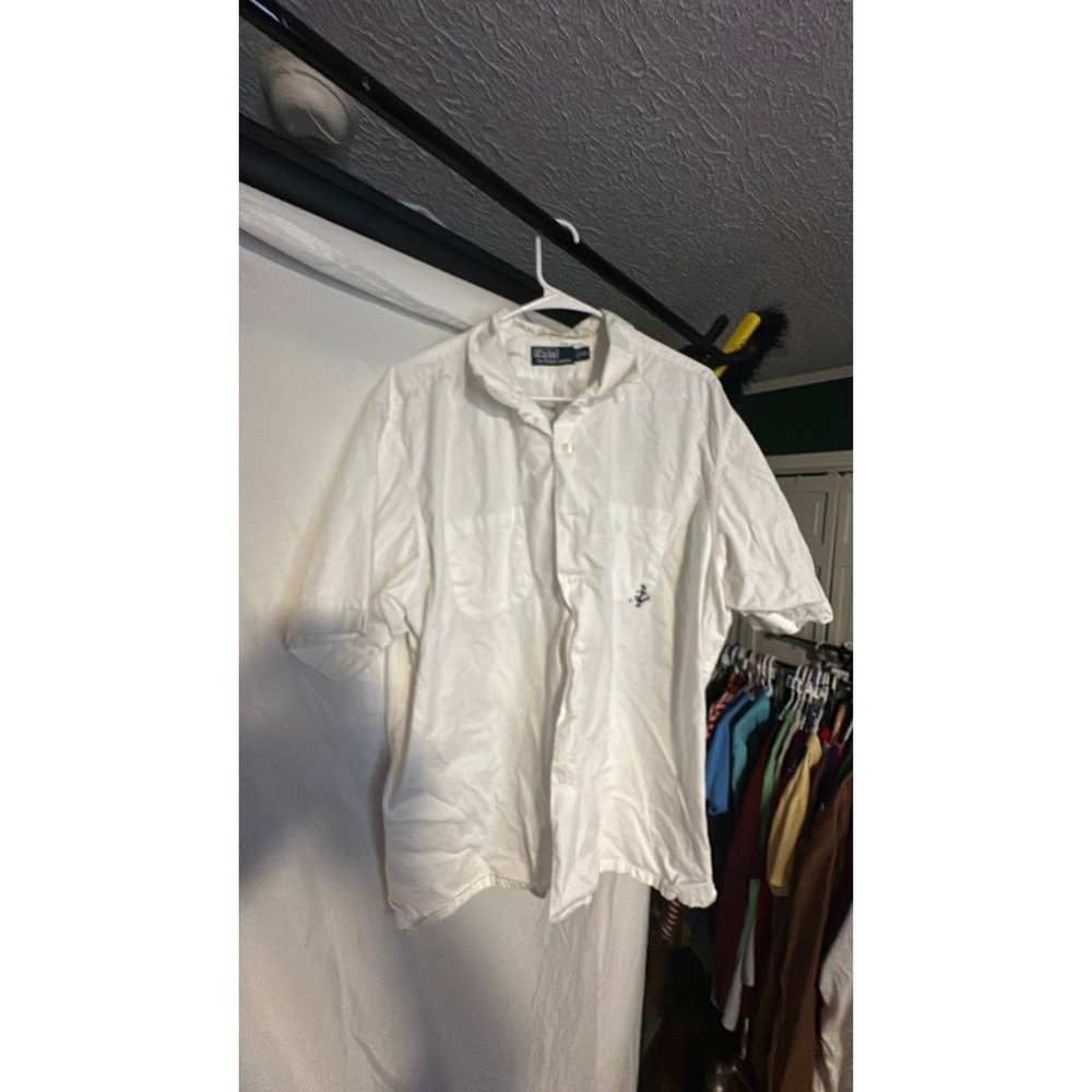 Polo Ralph Lauren Mens XXL White Short Sleeve Button USRL Branch Anchor Shirt